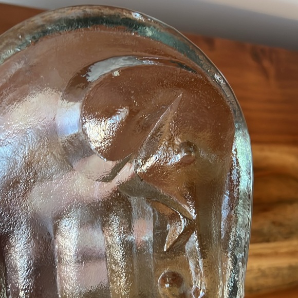 Vintage Blenko Joel Myers Heavy Clear Art Glass Single Elephant Bookend. - Picture 10 of 14